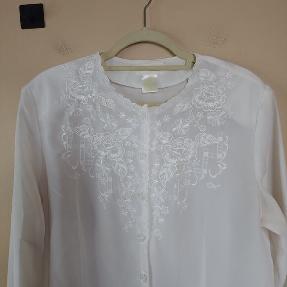 Vintage Christie & Jill Long Sleeve Victorian Blouse Button Front Blouse Size 14 - Picture 2 of 8